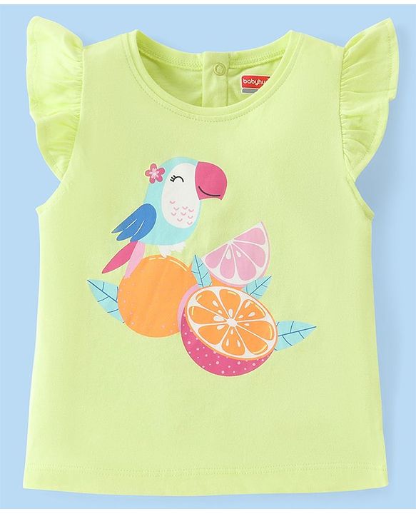 Babyhug Cotton Knit Frill Sleeves T-Shirts with Fruity Print Pack of 3 - Multicolour