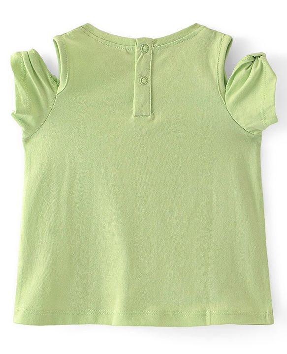 Babyhug Cotton Knit Half Sleeves Top with Beach Theme Graphics - Light Green