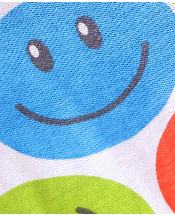 Babyhug Single Jersey Half Sleeves Night Suit Smiley Face Print - Multicolor