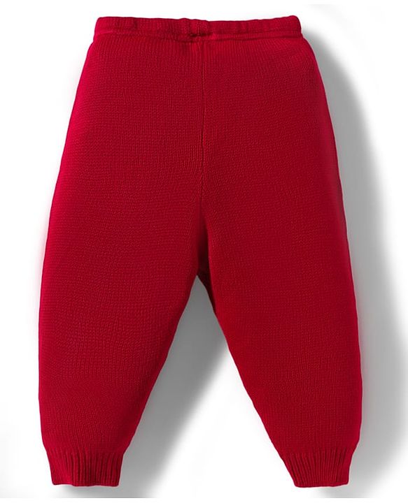 Babyhug Knitted Full Sleeves Sweater Set With Snowman Print - Red