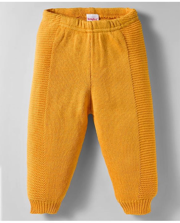 Babyhug Knit Full Raglan Sleeves Hooded Front Open Sweater Set with Cable Knit Design & Ear Applique - Yellow