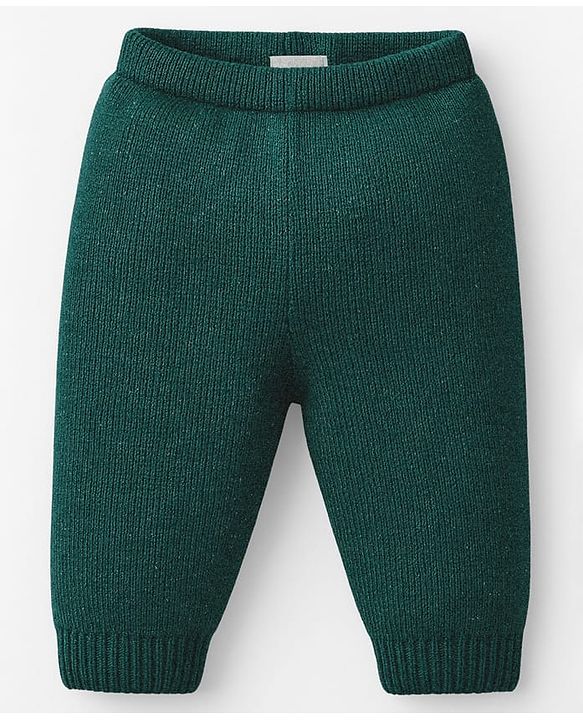 Babyhug Knit Full Sleeves Pullover Sweater Set with Reindeer & Santa Patch Embroidery - Dark Green