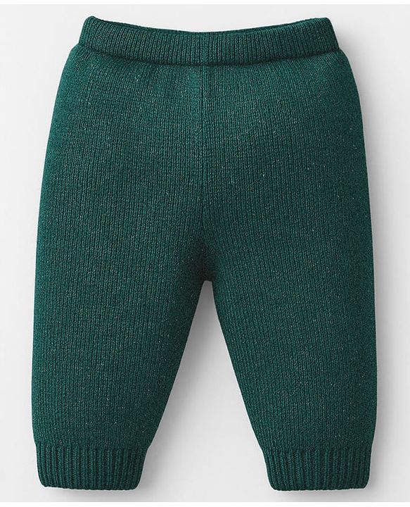 Babyhug Knit Full Sleeves Pullover Sweater Set with Reindeer & Santa Patch Embroidery - Dark Green