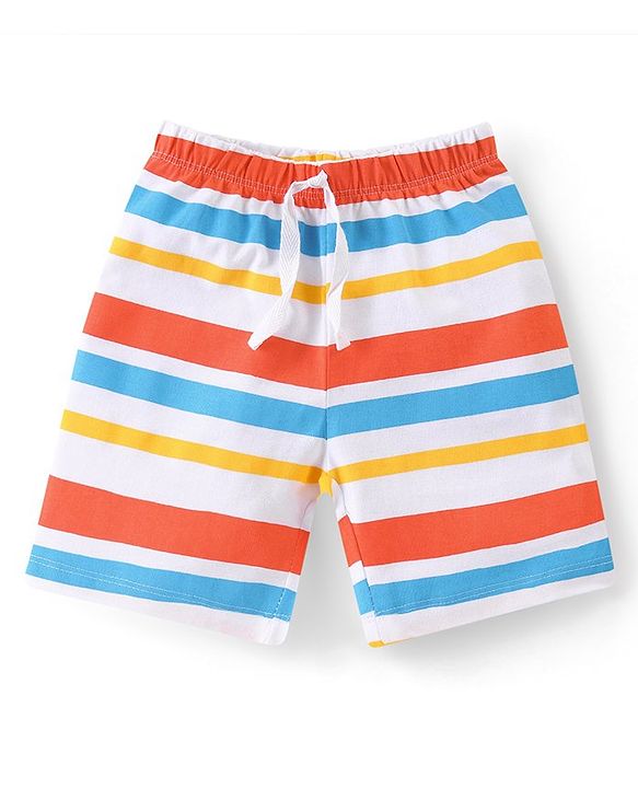 Babyhug Cotton Shorts Striped & Text Print Pack of 3 - Multicolour