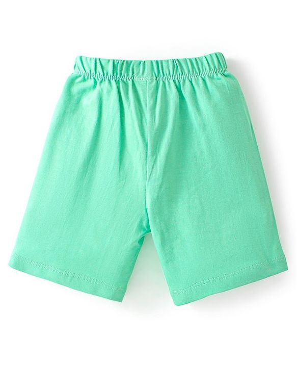 Babyhug Cotton Knit Shorts Emoji & Text Print Pack Of 3 - Blue Green & Red