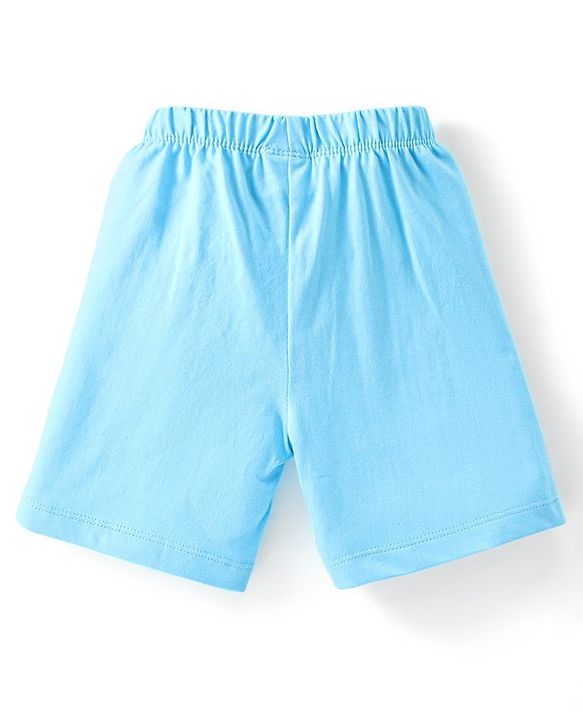 Babyhug Cotton Knit Shorts Emoji & Text Print Pack Of 3 - Blue Green & Red