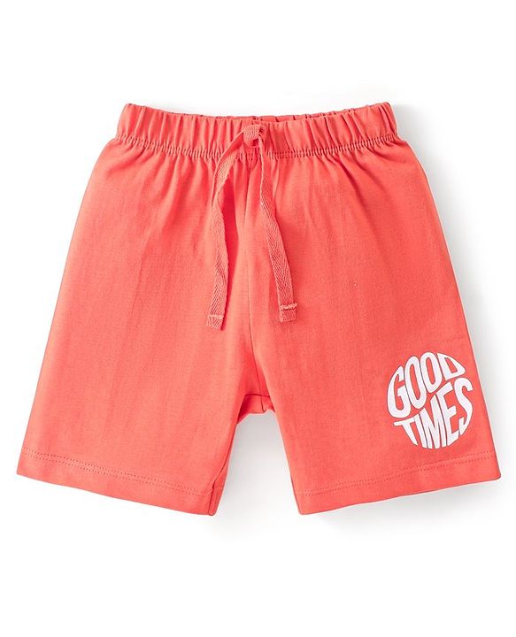 Babyhug Cotton Knit Shorts Emoji & Text Print Pack Of 3 - Blue Green & Red