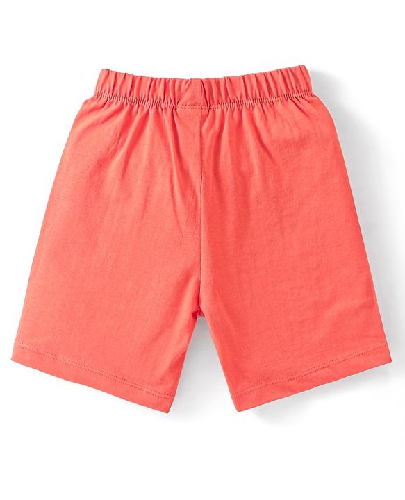 Babyhug Cotton Knit Shorts Emoji & Text Print Pack Of 3 - Blue Green & Red