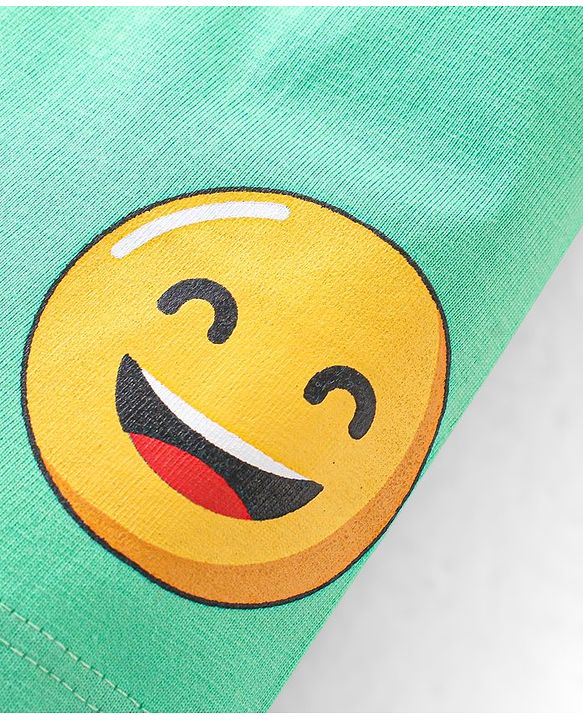 Babyhug Cotton Knit Shorts Emoji & Text Print Pack Of 3 - Blue Green & Red
