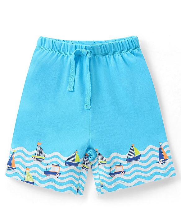 Babyhug Cotton Knit Boats Printed Shorts Pack of 3 - Multicolour