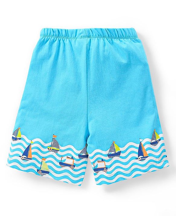 Babyhug Cotton Knit Boats Printed Shorts Pack of 3 - Multicolour