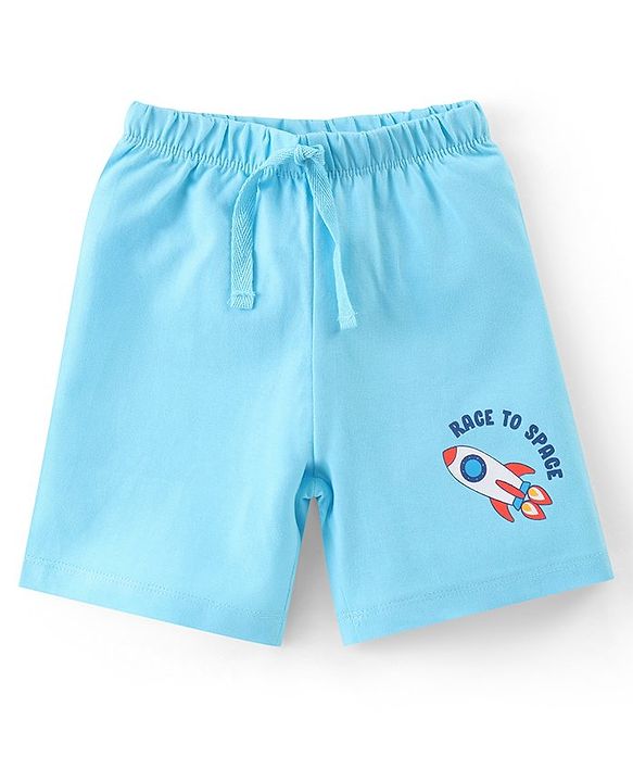 Babyhug Cotton Knit Space Shuttle Printed Shorts Pack of 3 - Multicolour