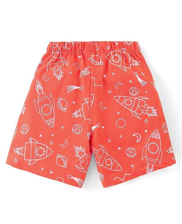 Babyhug Cotton Knit Space Shuttle Printed Shorts Pack of 3 - Multicolour