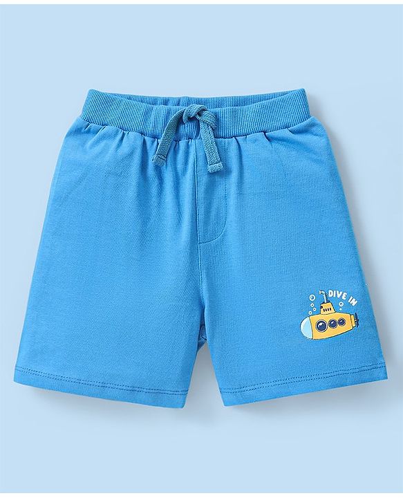 Babyhug Cotton Knit Shorts Submarine Printed and Striped Pack of 3 - Multicolour