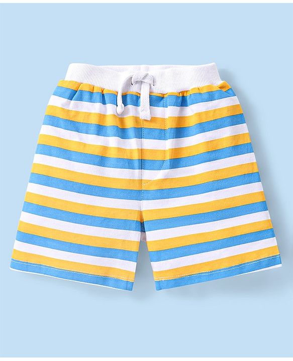 Babyhug Cotton Knit Shorts Submarine Printed and Striped Pack of 3 - Multicolour