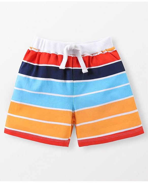 Babyhug Cotton Knit Shorts with Stripes Pattern & Football Print Pack of 3 - Multicolor
