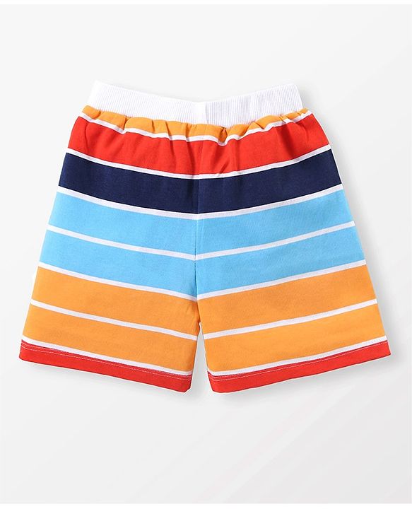 Babyhug Cotton Knit Shorts with Stripes Pattern & Football Print Pack of 3 - Multicolor
