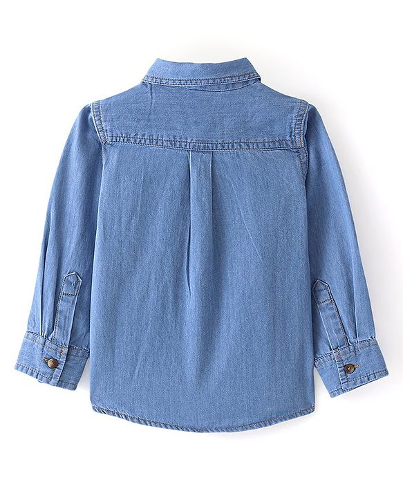 Babyhug Cotton Woven Full Sleeves   Denim Kurta Shirt - Blue