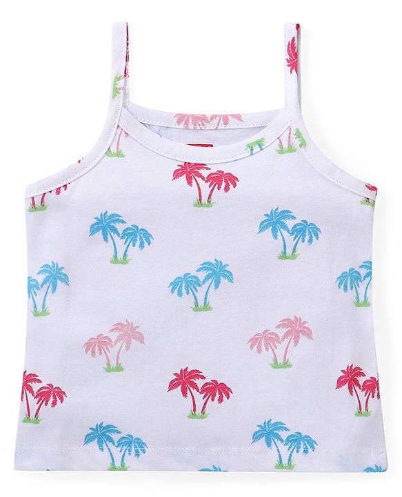 Babyhug 100% Cotton Knit Singlet Sleeves Slips with Floral & Flamingos Print Pack of 3 - Pink White & Green