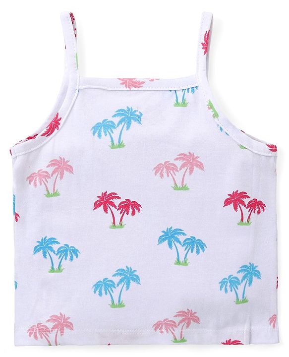 Babyhug 100% Cotton Knit Singlet Sleeves Slips with Floral & Flamingos Print Pack of 3 - Pink White & Green