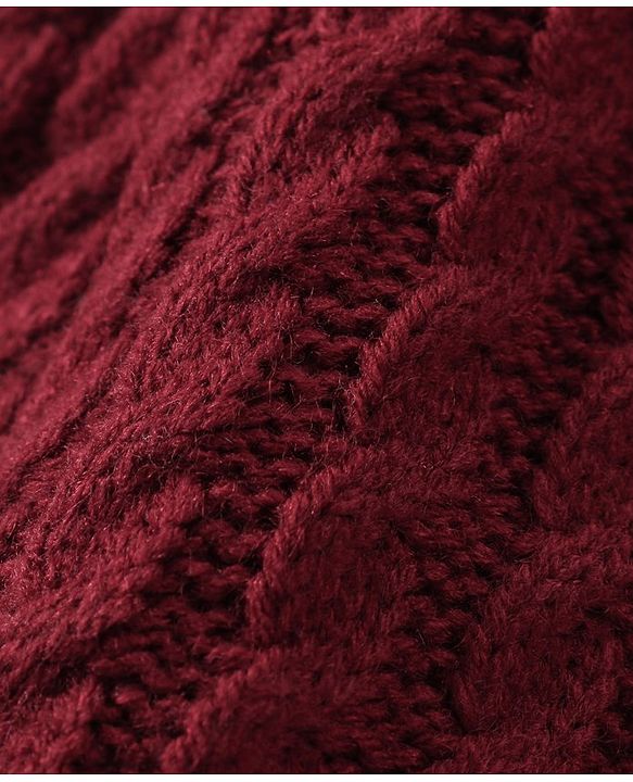 Babyhug Knitted Full Sleeves Sweater Set with Cable Knit Design - Maroon