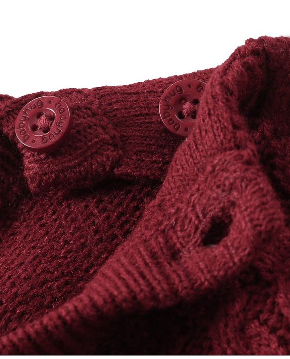 Babyhug Knitted Full Sleeves Sweater Set with Cable Knit Design - Maroon