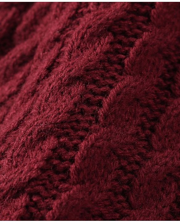 Babyhug Knitted Full Sleeves Sweater Set with Cable Knit Design - Maroon