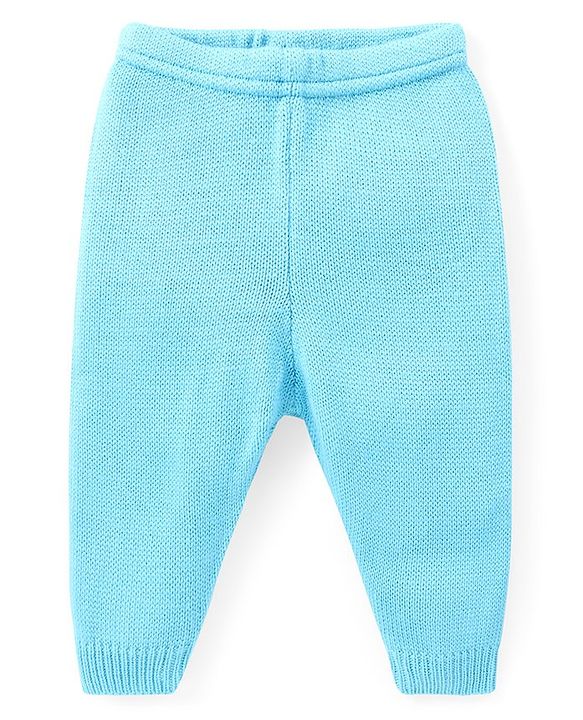 Babyhug Knitted Full Sleeves Sweater Set With Stripes - Blue