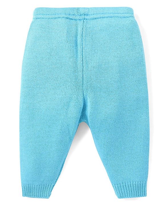 Babyhug Knitted Full Sleeves Sweater Set With Stripes - Blue