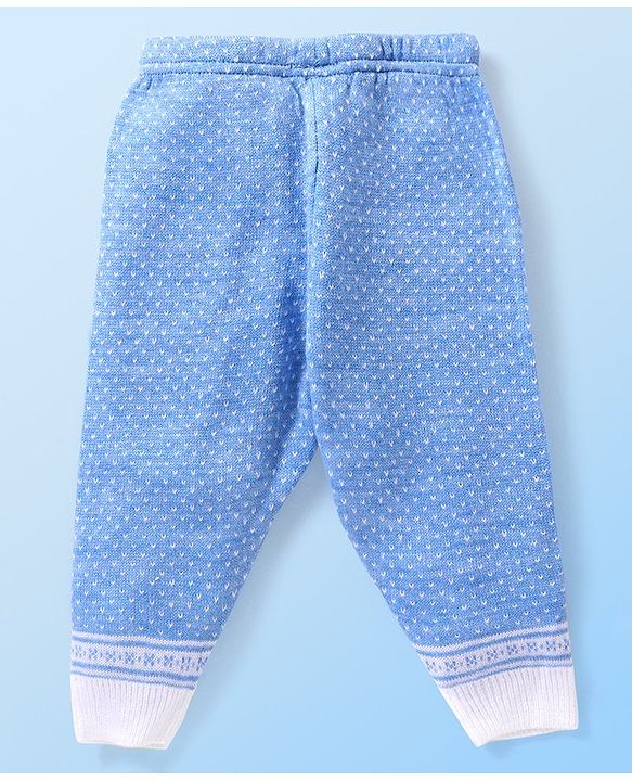 Babyhug Knit Full Sleeves Front Open Sweater and Pant Set Chevron Design - Off White
