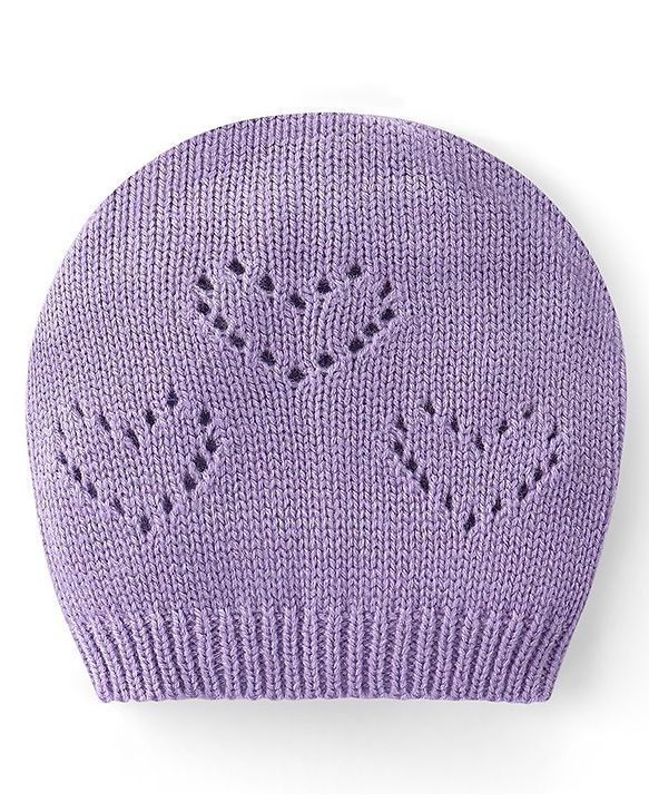 Babyhug Knit Full Sleeves Front Open Sweater Set with Hearts Design - Purple