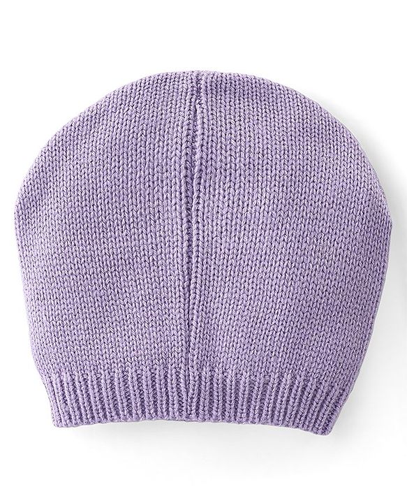 Babyhug Knit Full Sleeves Front Open Sweater Set with Hearts Design - Purple