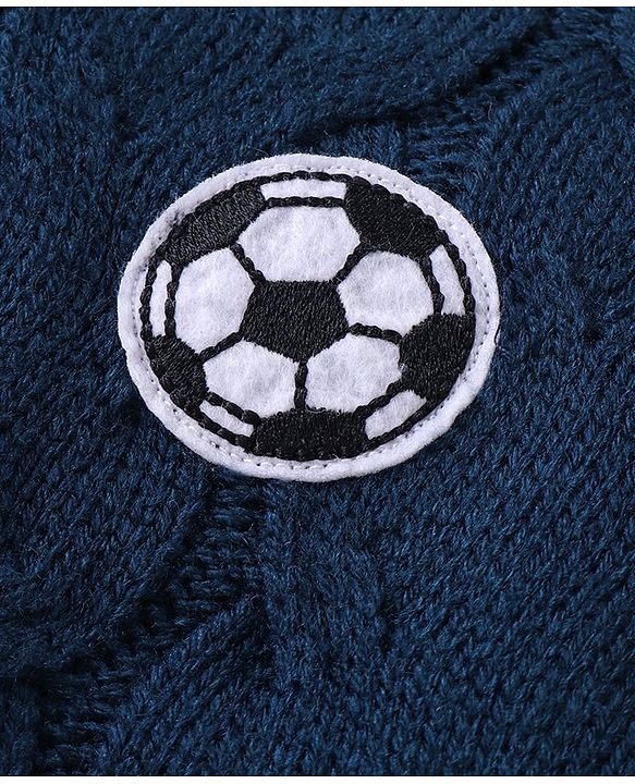 Babyhug Knitted Full Sleeves Pullover with Cable Knit Design- Navy Blue