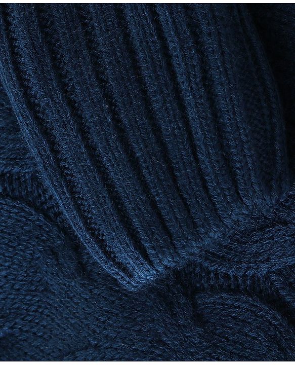 Babyhug Knitted Full Sleeves Pullover with Cable Knit Design- Navy Blue