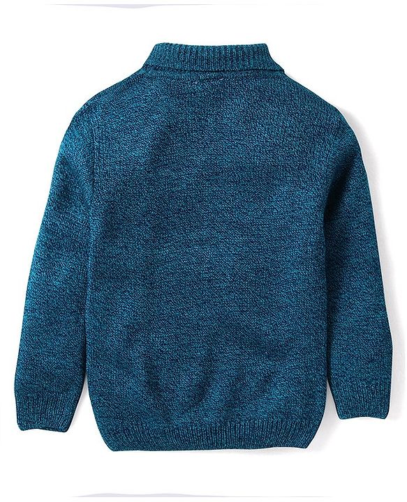 Babyhug Knit Full Sleeves Turtle Neck Sweater With Cable Knit Design - Navy Blue