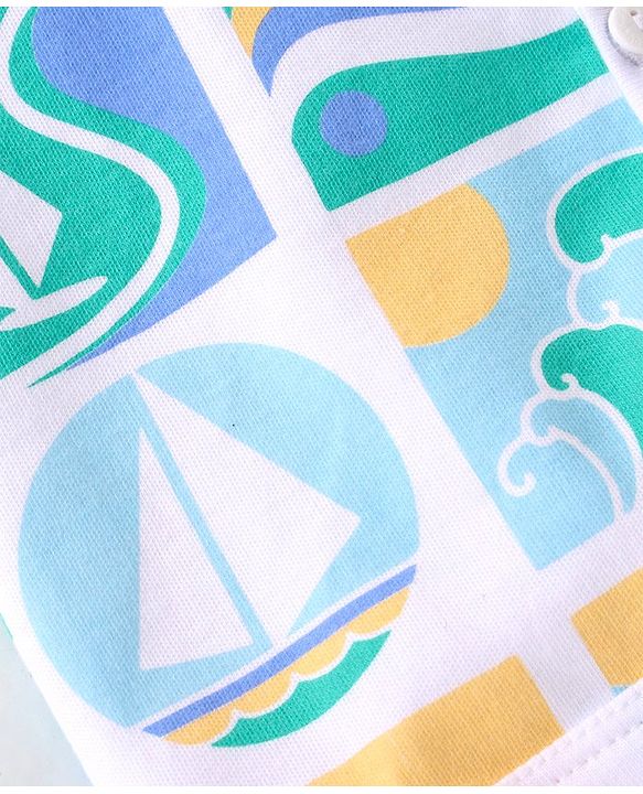 Babyhug 100% Cotton Interlock Knit Half Sleeves Vests Boat Print Pack of 3 - Multicolour