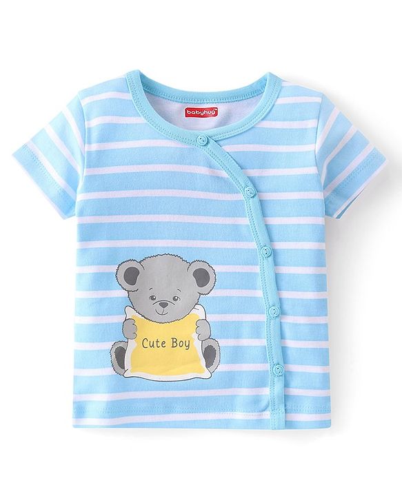Babyhug 100% Cotton Half Sleeves Front Open Vest Teddy Bear Print Pack of 5 - Multicolour