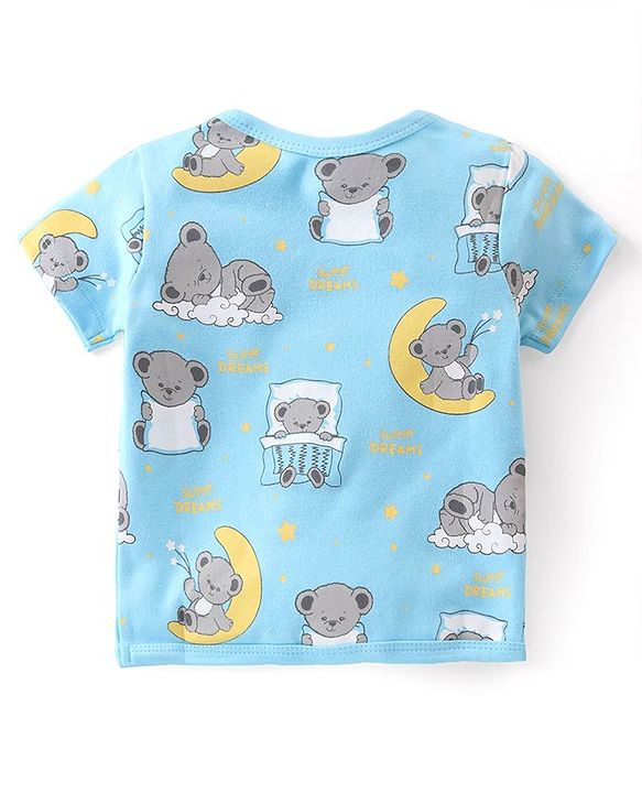 Babyhug 100% Cotton Half Sleeves Front Open Vest Teddy Bear Print Pack of 5 - Multicolour