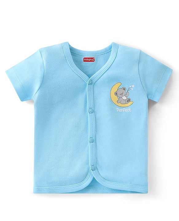 Babyhug 100% Cotton Half Sleeves Front Open Vest Teddy Bear Print Pack of 5 - Multicolour