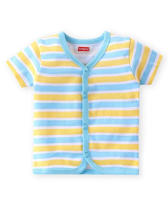 Babyhug 100% Cotton Half Sleeves Front Open Vest Teddy Bear Print Pack of 5 - Multicolour