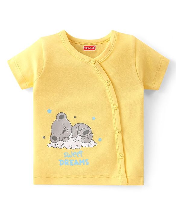 Babyhug 100% Cotton Half Sleeves Front Open Vest Teddy Bear Print Pack of 5 - Multicolour