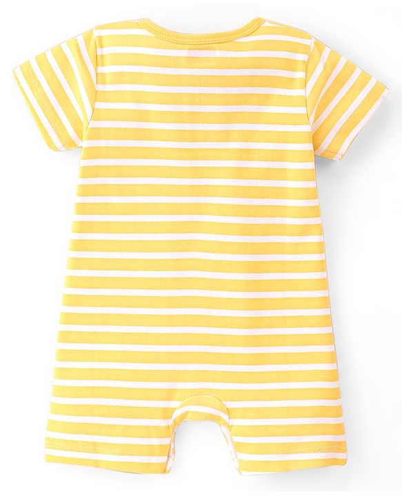 Babyhug 100% Cotton Knit Half Sleeves Striped  Romper Pack of 2- Multicolor