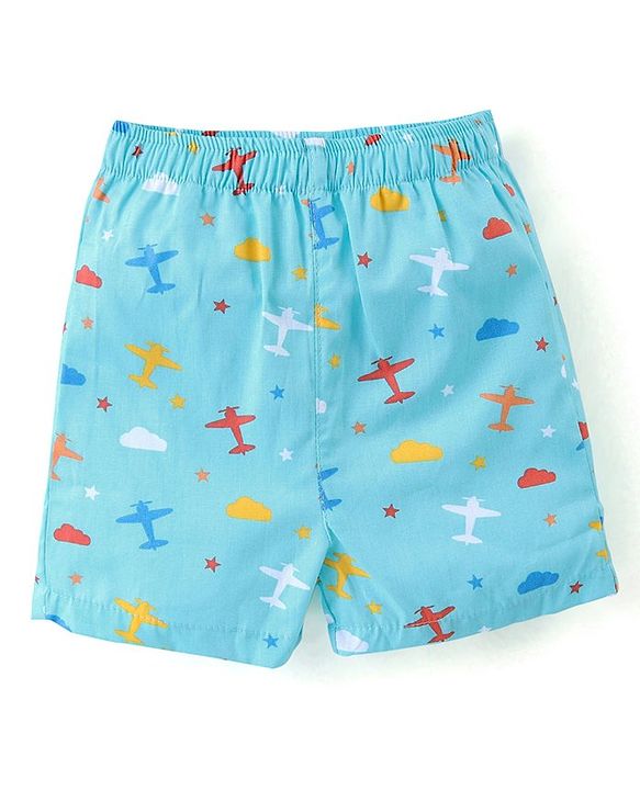 Babyhug Cotton Boxers Trees & Aeroplane Print Pack of 3 - Multicolour