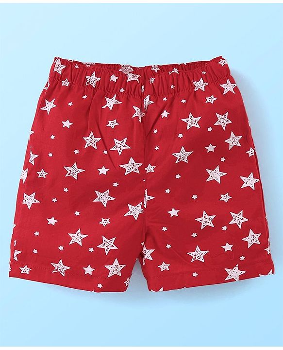 Babyhug Cotton Woven Boxer With Stars & Paper Airplane Print Pack Of 3 - Red Navy Blue & White