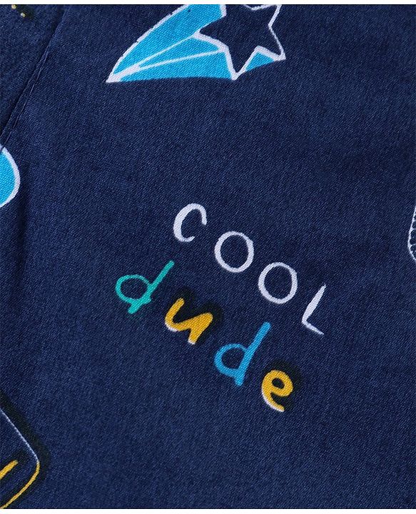 Babyhug Cotton Woven Boxer With Stars & Paper Airplane Print Pack Of 3 - Red Navy Blue & White