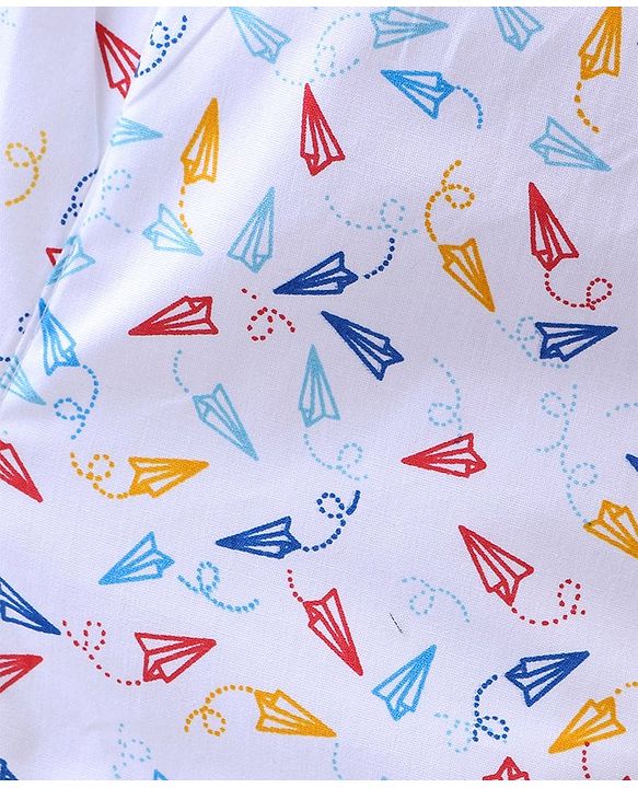 Babyhug Cotton Woven Boxer With Stars & Paper Airplane Print Pack Of 3 - Red Navy Blue & White