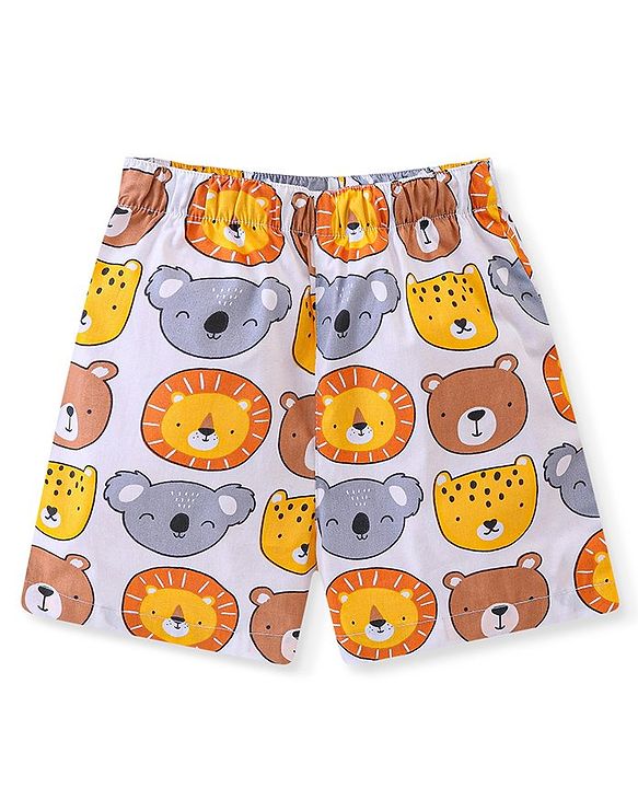 Babyhug Poplin Woven Boxers with Star &  Animal Print Pack of 3 - Multicolour