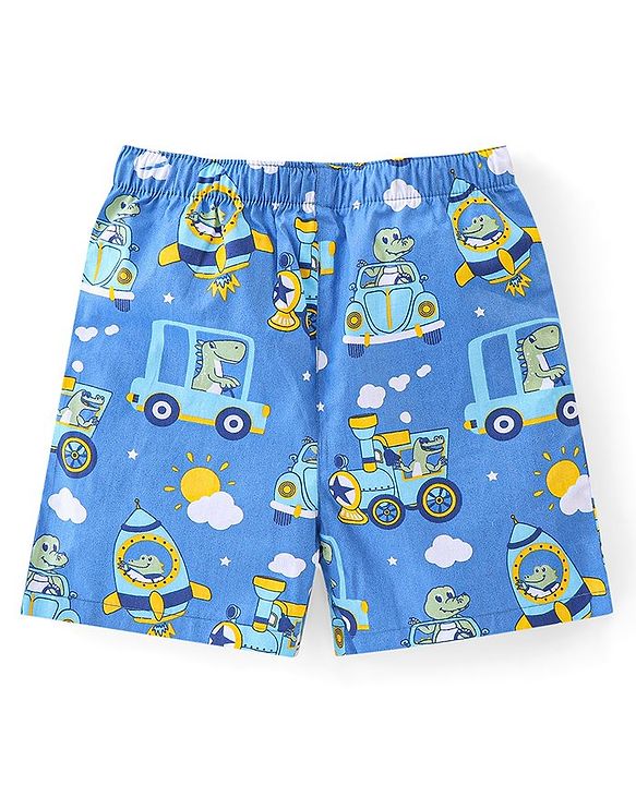 Babyhug Cotton Woven Paper Planes & Dino Printed Boxers Pack of 3 - Multicolour