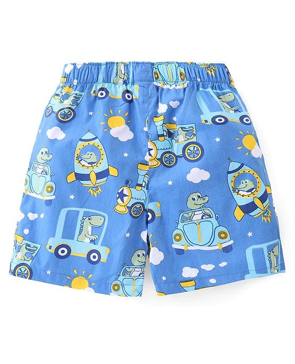 Babyhug Cotton Woven Paper Planes & Dino Printed Boxers Pack of 3 - Multicolour