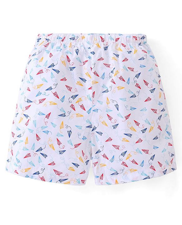 Babyhug Cotton Woven Paper Planes & Dino Printed Boxers Pack of 3 - Multicolour